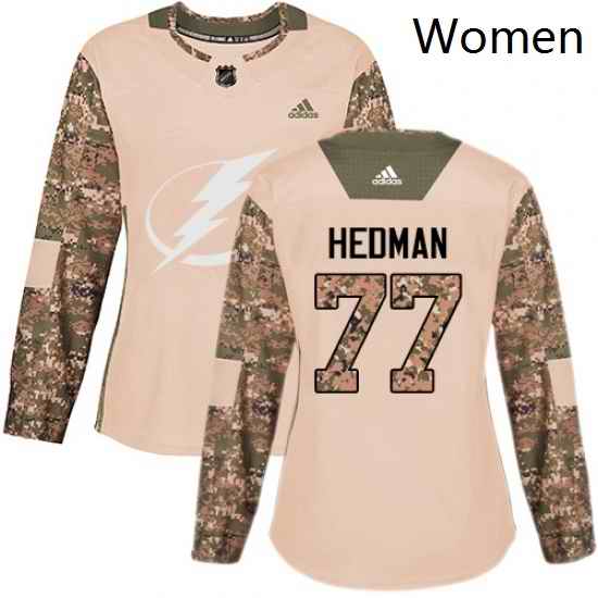 Womens Adidas Tampa Bay Lightning 77 Victor Hedman Authentic Camo Veterans Day Practice NHL Jersey